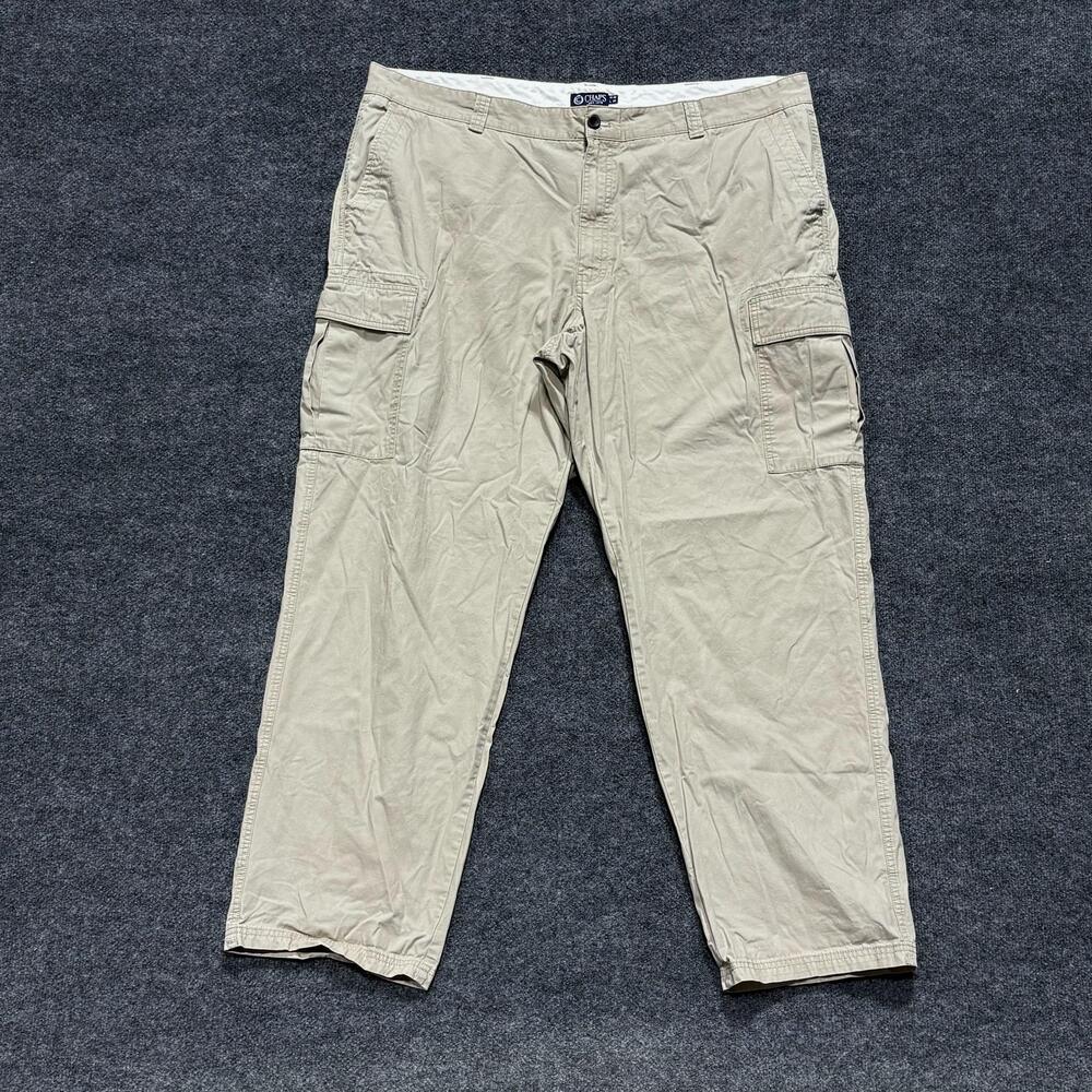 Chaps Pants Mens 44x32.5 Beige Cargo Relaxed Fit Straight Leg Casual Pockets